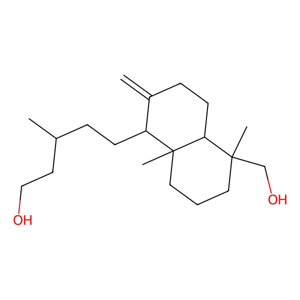 2D Structure of 5-[5-(hydroxymethyl)-5,8a-dimethyl-2-methylidene-3,4,4a,6,7,8-hexahydro-1H-naphthalen-1-yl]-3-methylpentan-1-ol