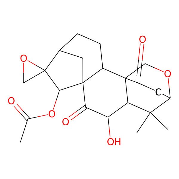 2D Structure of [(1S,2S,5R,6R,7S,8S,10S,11R,13R)-10-hydroxy-12,12-dimethyl-9,16-dioxospiro[14-oxapentacyclo[11.2.2.15,8.01,11.02,8]octadecane-6,2'-oxirane]-7-yl] acetate