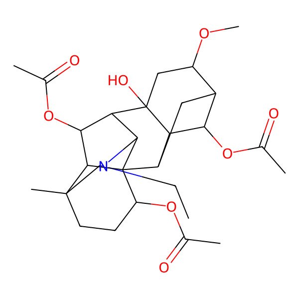 2D Structure of [(1S,2R,3R,4S,5R,6S,8R,9R,10R,13R,16S,17R,18S)-4,18-diacetyloxy-11-ethyl-8-hydroxy-6-methoxy-13-methyl-11-azahexacyclo[7.7.2.12,5.01,10.03,8.013,17]nonadecan-16-yl] acetate