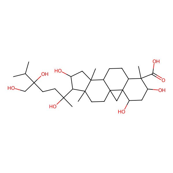 2D Structure of (1alpha,3beta,4alpha,16beta,24S)-1,3,16,20,24-Pentahydroxy-24-(hydroxymethyl)-9,19-cyclolanostan-28-oic acid