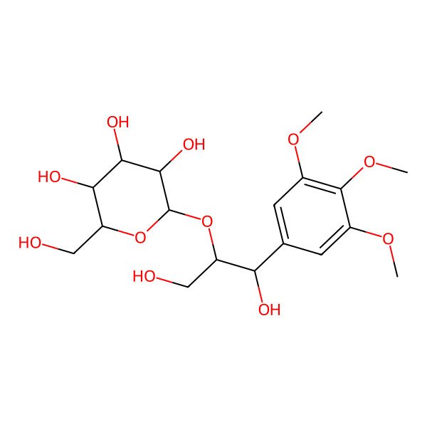 2D Structure of (2R,3R,4S,5S,6R)-2-[(1S,2R)-1,3-dihydroxy-1-(3,4,5-trimethoxyphenyl)propan-2-yl]oxy-6-(hydroxymethyl)oxane-3,4,5-triol