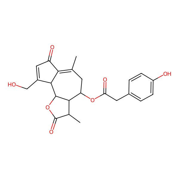 2D Structure of [(3S,3aS,4S,9aS,9bS)-9-(hydroxymethyl)-3,6-dimethyl-2,7-dioxo-3,3a,4,5,9a,9b-hexahydroazuleno[4,5-b]furan-4-yl] 2-(4-hydroxyphenyl)acetate