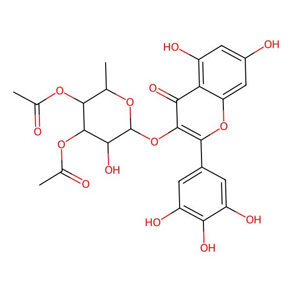 2D Structure of [(2S,3S,4S,5S,6S)-4-acetyloxy-6-[5,7-dihydroxy-4-oxo-2-(3,4,5-trihydroxyphenyl)chromen-3-yl]oxy-5-hydroxy-2-methyloxan-3-yl] acetate