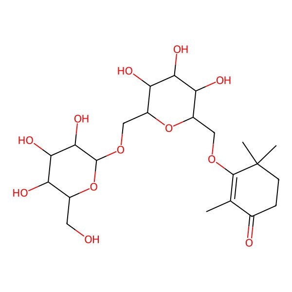 2D Structure of 2,4,4-trimethyl-3-[[(2S,3R,4R,5S,6R)-3,4,5-trihydroxy-6-[[(2R,3R,4S,5S,6R)-3,4,5-trihydroxy-6-(hydroxymethyl)oxan-2-yl]oxymethyl]oxan-2-yl]methoxy]cyclohex-2-en-1-one