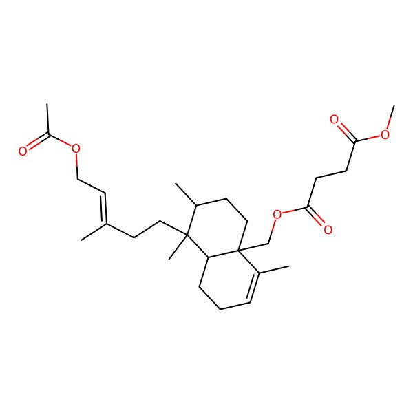 2D Structure of 4-O-[[(4aS,7R,8S,8aR)-8-[(E)-5-acetyloxy-3-methylpent-3-enyl]-4,7,8-trimethyl-1,2,5,6,7,8a-hexahydronaphthalen-4a-yl]methyl] 1-O-methyl butanedioate