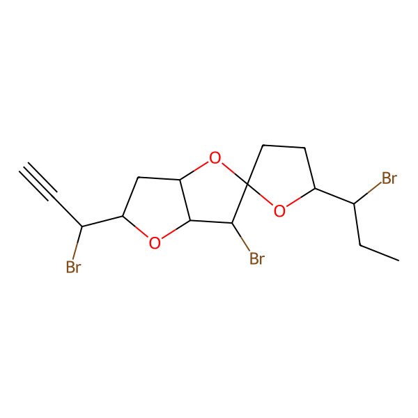 2D Structure of 6-bromo-5'-(1-bromopropyl)-2-(1-bromoprop-2-ynyl)spiro[3,3a,6,6a-tetrahydro-2H-furo[3,2-b]furan-5,2'-oxolane]