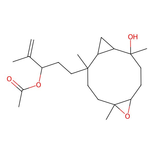 2D Structure of [(3R)-5-[(1S,2S,5S,7S,10S,11S)-10-hydroxy-2,5,10-trimethyl-6-oxatricyclo[9.1.0.05,7]dodecan-2-yl]-2-methylpent-1-en-3-yl] acetate