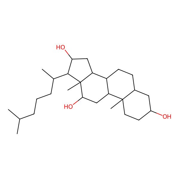 2D Structure of 10,13-dimethyl-17-(6-methylheptan-2-yl)-2,3,4,5,6,7,8,9,11,12,14,15,16,17-tetradecahydro-1H-cyclopenta[a]phenanthrene-3,12,16-triol