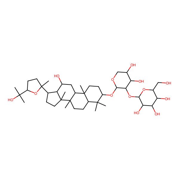 2D Structure of 2-[4,5-dihydroxy-2-[[12-hydroxy-17-[5-(2-hydroxypropan-2-yl)-2-methyloxolan-2-yl]-4,4,8,10,14-pentamethyl-2,3,5,6,7,9,11,12,13,15,16,17-dodecahydro-1H-cyclopenta[a]phenanthren-3-yl]oxy]oxan-3-yl]oxy-6-(hydroxymethyl)oxane-3,4,5-triol
