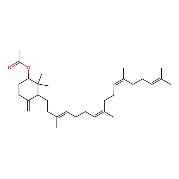 2D Structure of [(1S,3R)-2,2-dimethyl-4-methylidene-3-[(3E,7E,11E)-3,8,12,16-tetramethylheptadeca-3,7,11,15-tetraenyl]cyclohexyl] acetate