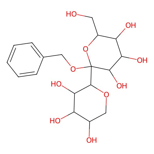 2D Structure of (2S,3R,4S,5S,6R)-6-(hydroxymethyl)-2-phenylmethoxy-2-[(2R,3R,4S,5R)-3,4,5-trihydroxyoxan-2-yl]oxane-3,4,5-triol