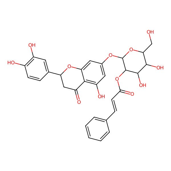 2D Structure of [2-[[2-(3,4-Dihydroxyphenyl)-5-hydroxy-4-oxo-2,3-dihydrochromen-7-yl]oxy]-4,5-dihydroxy-6-(hydroxymethyl)oxan-3-yl] 3-phenylprop-2-enoate