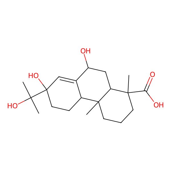 2D Structure of (1R,4aR,4bR,7R,9R,10aR)-7,9-dihydroxy-7-(2-hydroxypropan-2-yl)-1,4a-dimethyl-3,4,4b,5,6,9,10,10a-octahydro-2H-phenanthrene-1-carboxylic acid