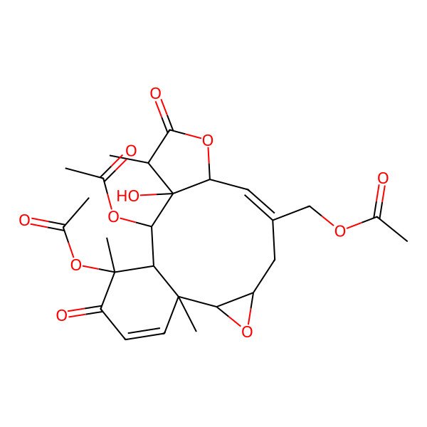 2D Structure of [(1S,2R,4R,6E,8S,11R,12S,13R,14S,15S)-13,15-diacetyloxy-12-hydroxy-1,11,15-trimethyl-10,16-dioxo-3,9-dioxatetracyclo[12.4.0.02,4.08,12]octadeca-6,17-dien-6-yl]methyl acetate