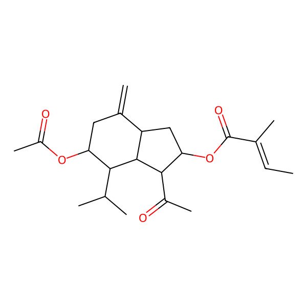 2D Structure of [(2S,3R,3aR,4S,5R,7aR)-3-acetyl-5-acetyloxy-7-methylidene-4-propan-2-yl-1,2,3,3a,4,5,6,7a-octahydroinden-2-yl] (Z)-2-methylbut-2-enoate