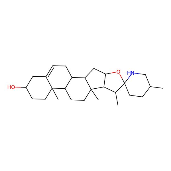 2D Structure of (1S,2S,4S,5'S,6R,7S,8R,9S,12S,13R,16S)-5',7,9,13-tetramethylspiro[5-oxapentacyclo[10.8.0.02,9.04,8.013,18]icos-18-ene-6,2'-piperidine]-16-ol