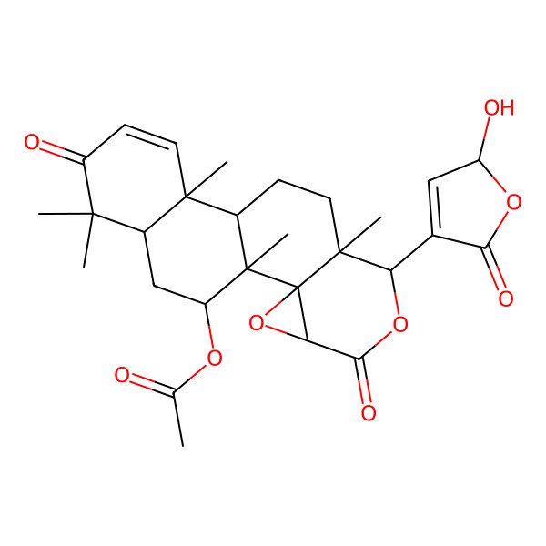 2D Structure of [(1S,2R,4S,7R,8S,12R,19R)-7-(2-hydroxy-5-oxo-2H-furan-4-yl)-1,8,12,16,16-pentamethyl-5,15-dioxo-3,6-dioxapentacyclo[9.8.0.02,4.02,8.012,17]nonadec-13-en-19-yl] acetate