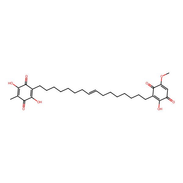 2D Structure of 2,5-dihydroxy-3-[(Z)-16-(2-hydroxy-5-methoxy-3,6-dioxocyclohexa-1,4-dien-1-yl)hexadec-8-enyl]-6-methylcyclohexa-2,5-diene-1,4-dione