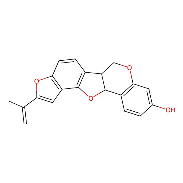 2D Structure of 7-Prop-1-en-2-yl-6,11,19-trioxapentacyclo[10.8.0.02,10.05,9.013,18]icosa-2(10),3,5(9),7,13(18),14,16-heptaen-16-ol