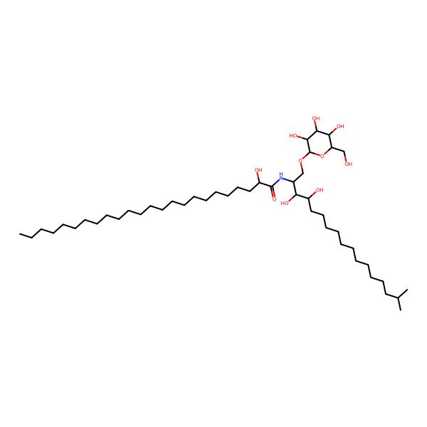 2D Structure of (2R)-N-[(2S,3S,4R)-3,4-dihydroxy-16-methyl-1-[(2R,3R,4S,5S,6R)-3,4,5-trihydroxy-6-(hydroxymethyl)oxan-2-yl]oxyheptadecan-2-yl]-2-hydroxytetracosanamide
