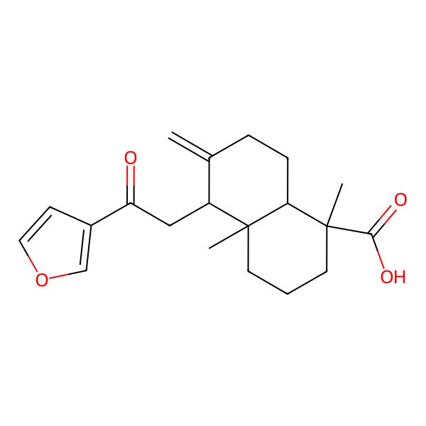 2D Structure of 5-[2-(furan-3-yl)-2-oxoethyl]-1,4a-dimethyl-6-methylidene-3,4,5,7,8,8a-hexahydro-2H-naphthalene-1-carboxylic acid