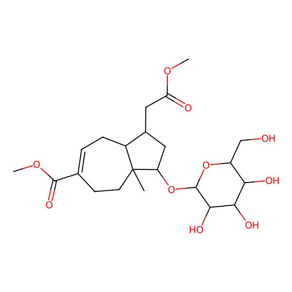 2D Structure of methyl (3R,8aR)-3-(2-methoxy-2-oxoethyl)-8a-methyl-1-[(2R,3R,4S,5S,6R)-3,4,5-trihydroxy-6-(hydroxymethyl)oxan-2-yl]oxy-2,3,3a,4,7,8-hexahydro-1H-azulene-6-carboxylate