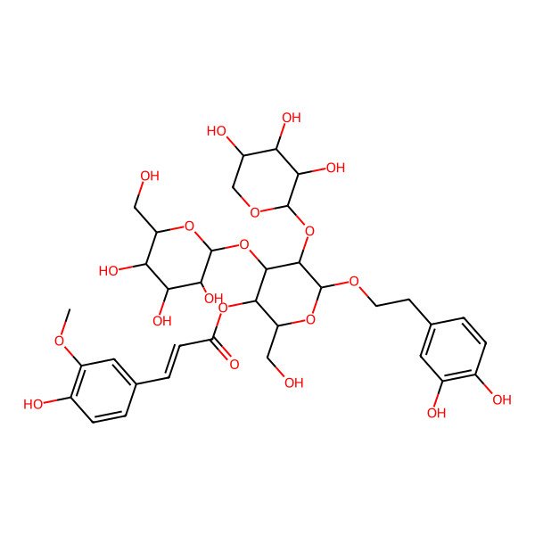 2D Structure of [6-[2-(3,4-Dihydroxyphenyl)ethoxy]-2-(hydroxymethyl)-4-[3,4,5-trihydroxy-6-(hydroxymethyl)oxan-2-yl]oxy-5-(3,4,5-trihydroxyoxan-2-yl)oxyoxan-3-yl] 3-(4-hydroxy-3-methoxyphenyl)prop-2-enoate