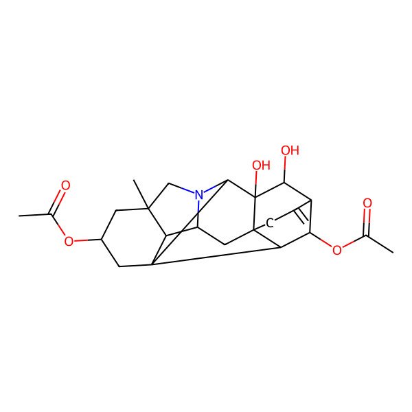 2D Structure of (19-Acetyloxy-9,10-dihydroxy-5-methyl-12-methylidene-7-azaheptacyclo[9.6.2.01,8.05,17.07,16.09,14.014,18]nonadecan-3-yl) acetate