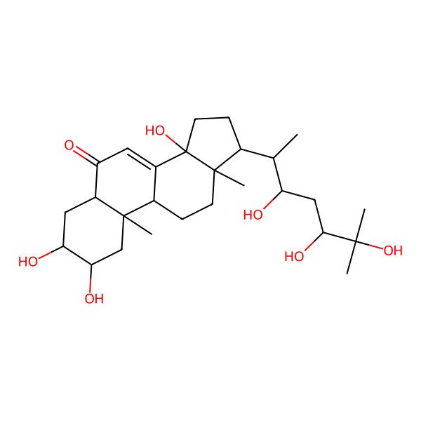 2D Structure of 2,3,14-trihydroxy-10,13-dimethyl-17-(3,5,6-trihydroxy-6-methylheptan-2-yl)-2,3,4,5,9,11,12,15,16,17-decahydro-1H-cyclopenta[a]phenanthren-6-one