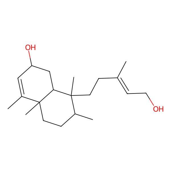 2D Structure of (2R,4aR,7R,8S,8aR)-8-[(E)-5-hydroxy-3-methylpent-3-enyl]-4,4a,7,8-tetramethyl-1,2,5,6,7,8a-hexahydronaphthalen-2-ol