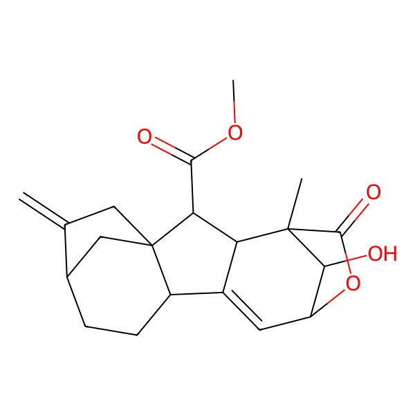2D Structure of methyl (1R,2S,3S,4S,7R,10R,13R,17R)-17-hydroxy-4-methyl-14-methylidene-5-oxo-6-oxapentacyclo[11.2.1.14,7.01,10.03,9]heptadec-8-ene-2-carboxylate