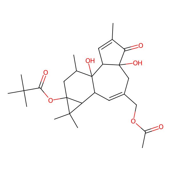 2D Structure of [(1R,2R,6R,10S,11R,13S,15R)-8-(acetyloxymethyl)-1,6-dihydroxy-4,12,12,15-tetramethyl-5-oxo-13-tetracyclo[8.5.0.02,6.011,13]pentadeca-3,8-dienyl] 2,2-dimethylpropanoate