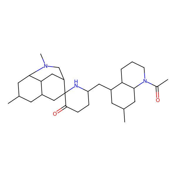 2D Structure of 6'-[(1-acetyl-7-methyl-3,4,4a,5,6,7,8,8a-octahydro-2H-quinolin-5-yl)methyl]-3,6-dimethylspiro[3-azatricyclo[6.2.2.04,9]dodecane-11,2'-piperidine]-3'-one