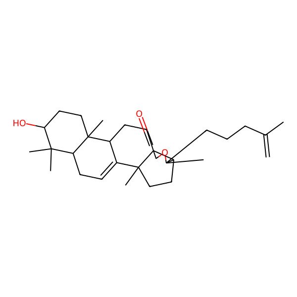 2D Structure of (2S,5S,6S,9S,12S,13R,16S,18R)-16-hydroxy-2,6,13,17,17-pentamethyl-6-(4-methylpent-4-enyl)-7-oxapentacyclo[10.8.0.02,9.05,9.013,18]icos-1(20)-en-8-one