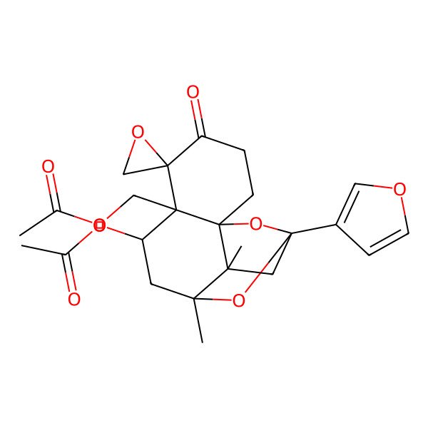 2D Structure of [7-Acetyloxy-11-(furan-3-yl)-9,13-dimethyl-4-oxospiro[10,14-dioxatetracyclo[9.2.1.01,6.09,13]tetradecane-5,2'-oxirane]-6-yl]methyl acetate