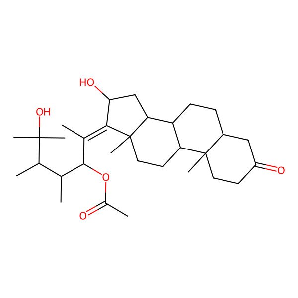 2D Structure of [6-hydroxy-2-(16-hydroxy-10,13-dimethyl-3-oxo-2,4,5,6,7,8,9,11,12,14,15,16-dodecahydro-1H-cyclopenta[a]phenanthren-17-ylidene)-4,5,6-trimethylheptan-3-yl] acetate
