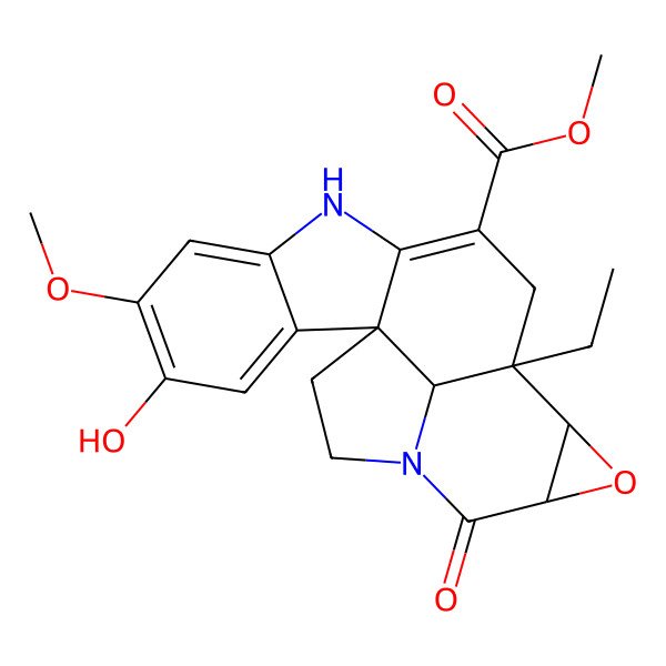 2D Structure of Methyl 12-ethyl-4-hydroxy-5-methoxy-16-oxo-14-oxa-8,17-diazahexacyclo[10.7.1.01,9.02,7.013,15.017,20]icosa-2,4,6,9-tetraene-10-carboxylate