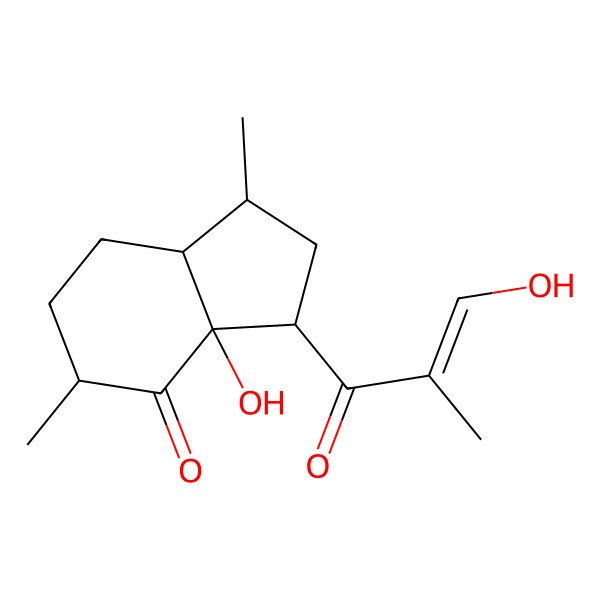 2D Structure of (1S,3R,3aS,5R,7aR)-3a-hydroxy-3-(3-hydroxy-2-methylprop-2-enoyl)-1,5-dimethyl-2,3,5,6,7,7a-hexahydro-1H-inden-4-one
