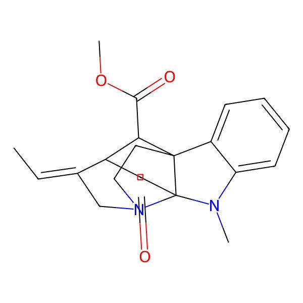 2D Structure of methyl (1S,9R,12S,13E,18R)-13-ethylidene-8-methyl-10-oxo-8,15-diazapentacyclo[10.5.1.01,9.02,7.09,15]octadeca-2,4,6-triene-18-carboxylate