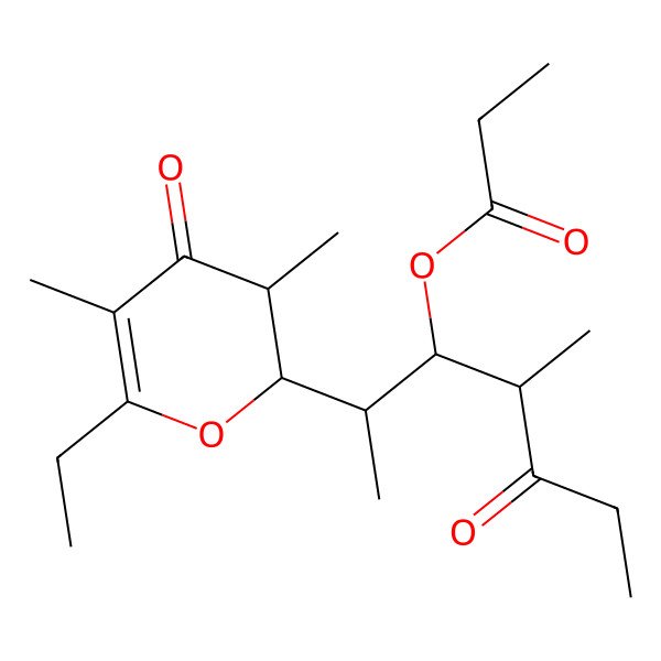 2D Structure of [(2R,3R,4R)-2-[(2R,3R)-6-ethyl-3,5-dimethyl-4-oxo-2,3-dihydropyran-2-yl]-4-methyl-5-oxoheptan-3-yl] propanoate