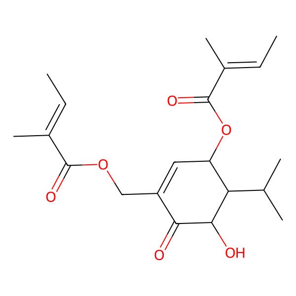 2D Structure of [(3S,4R,5R)-5-hydroxy-3-[(E)-2-methylbut-2-enoyl]oxy-6-oxo-4-propan-2-ylcyclohexen-1-yl]methyl (E)-2-methylbut-2-enoate