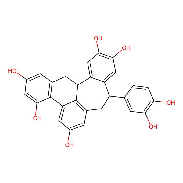 2D Structure of (1S,15R)-15-(3,4-dihydroxyphenyl)pentacyclo[11.8.1.03,8.09,22.016,21]docosa-3(8),4,6,9,11,13(22),16,18,20-nonaene-5,7,11,18,19-pentol