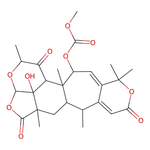 2D Structure of (21-Hydroxy-2,6,6,11,14,19-hexamethyl-8,15,20-trioxo-7,16,18-trioxapentacyclo[12.6.1.02,12.05,10.017,21]henicosa-4,9-dien-3-yl) methyl carbonate