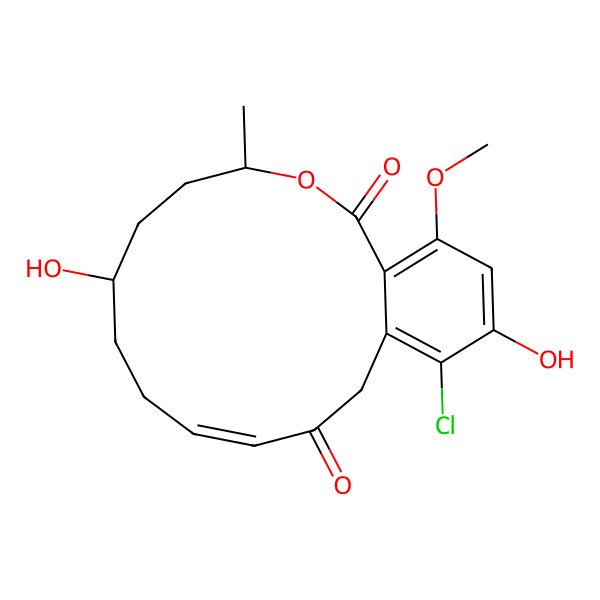 2D Structure of 15-Chloro-7,16-dihydroxy-18-methoxy-4-methyl-3-oxabicyclo[12.4.0]octadeca-1(18),10,14,16-tetraene-2,12-dione