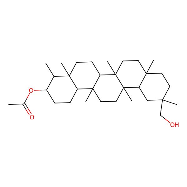 2D Structure of [11-(Hydroxymethyl)-4,4a,6a,6b,8a,11,14a-heptamethyl-1,2,3,4,5,6,6a,7,8,9,10,12,12a,13,14,14b-hexadecahydropicen-3-yl] acetate