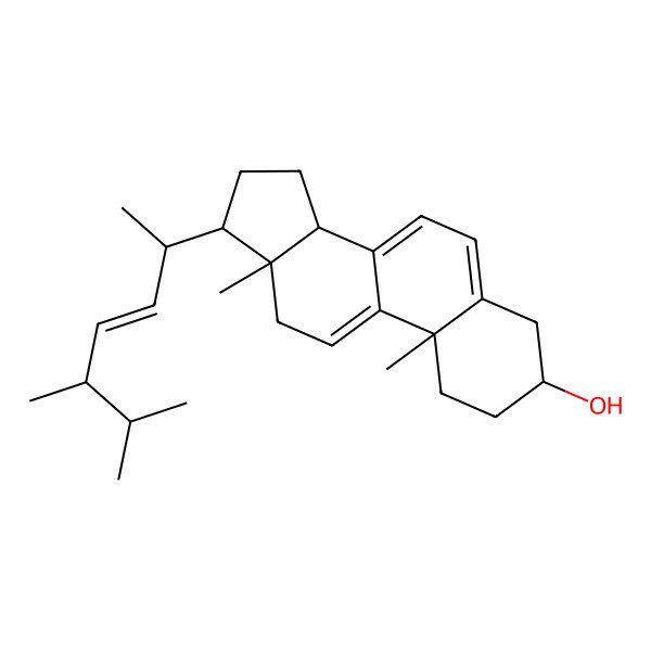 2D Structure of (3S,10S,13R,14R,17R)-17-[(E,2R,5S)-5,6-dimethylhept-3-en-2-yl]-10,13-dimethyl-2,3,4,12,14,15,16,17-octahydro-1H-cyclopenta[a]phenanthren-3-ol