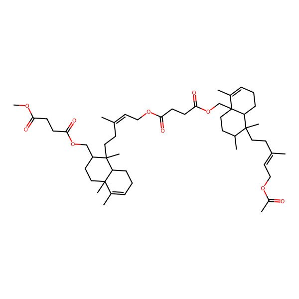 2D Structure of 4-O-[[1-[5-[4-[[8-(5-acetyloxy-3-methylpent-3-enyl)-4,7,8-trimethyl-1,2,5,6,7,8a-hexahydronaphthalen-4a-yl]methoxy]-4-oxobutanoyl]oxy-3-methylpent-3-enyl]-1,4a,5-trimethyl-2,3,4,7,8,8a-hexahydronaphthalen-2-yl]methyl] 1-O-methyl butanedioate