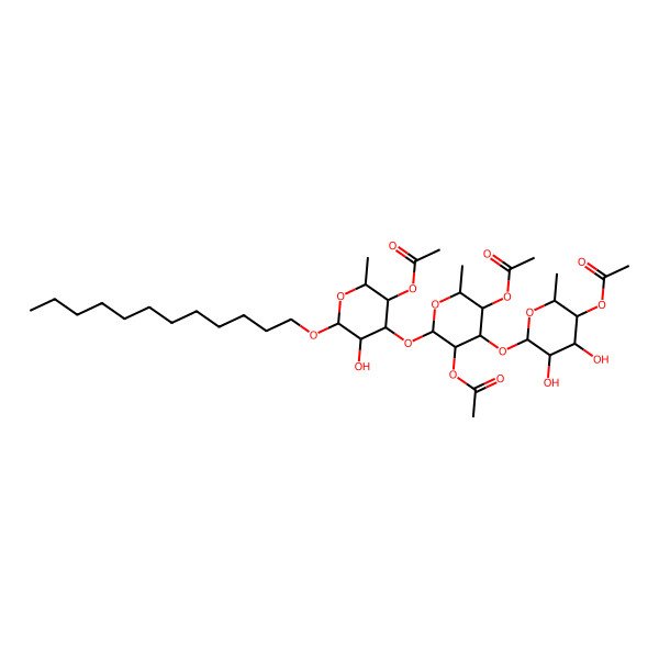 2D Structure of [(2S,3R,4S,5R,6S)-6-[(2S,3R,4R,5S,6S)-3,5-diacetyloxy-2-[(2R,3R,4S,5S,6S)-5-acetyloxy-2-dodecoxy-3-hydroxy-6-methyloxan-4-yl]oxy-6-methyloxan-4-yl]oxy-4,5-dihydroxy-2-methyloxan-3-yl] acetate