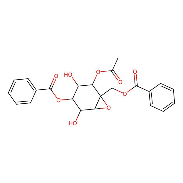 2D Structure of [(1S,2R,3S,4S,5S,6S)-2-acetyloxy-4-benzoyloxy-3,5-dihydroxy-7-oxabicyclo[4.1.0]heptan-1-yl]methyl benzoate