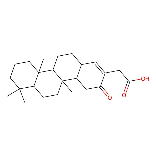 2D Structure of 2-[(4aS,4bS,6aR,10aS,10bS,12aS)-4b,7,7,10a-tetramethyl-3-oxo-4,4a,5,6,6a,8,9,10,10b,11,12,12a-dodecahydrochrysen-2-yl]acetic acid